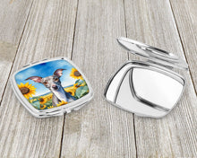 Load image into Gallery viewer, Italian Greyhound in Sunflowers Compact Mirror – Stylish Purse Mirror with Artistic Covers