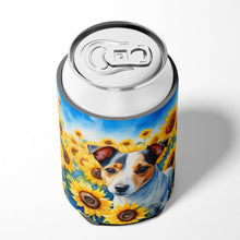 Load image into Gallery viewer, Jack Russell Terrier in Sunflowers Can or Bottle Hugger