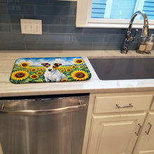 Load image into Gallery viewer, Jack Russell Terrier in Sunflowers Dish Drying Mat Absorbent Dish Drying Mat Pad for Kitchen Counter Dish Drainer Mat for Countertop, 14 x 21", Multicolor