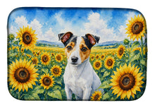 Load image into Gallery viewer, Jack Russell Terrier in Sunflowers Dish Drying Mat Absorbent Dish Drying Mat Pad for Kitchen Counter Dish Drainer Mat for Countertop, 14 x 21", Multicolor