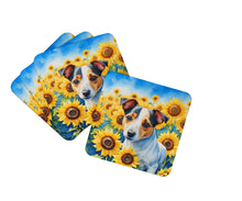 Load image into Gallery viewer, Jack Russell Terrier in Sunflowers Coasters - Set of 4 Lightweight Foam, Absorbent Drink Coasters