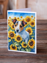 Load image into Gallery viewer, Jack Russell Terrier in Sunflowers Greeting Cards - Blank Note Cards – 8-Pack of Artist-Designed Cards with Envelopes