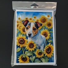 Load image into Gallery viewer, Jack Russell Terrier in Sunflowers Greeting Cards - Blank Note Cards – 8-Pack of Artist-Designed Cards with Envelopes