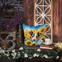 Load image into Gallery viewer, Jack Russell Terrier in Sunflowers Throw Pillow