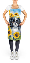 Load image into Gallery viewer, Japanese Chin in Sunflowers Apron – Artist-Designed Kitchen, BBQ &amp; Craft Apron