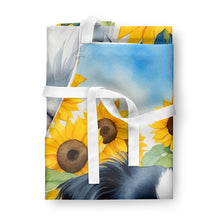 Load image into Gallery viewer, Japanese Chin in Sunflowers Apron – Artist-Designed Kitchen, BBQ &amp; Craft Apron
