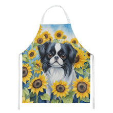 Load image into Gallery viewer, Japanese Chin in Sunflowers Apron – Artist-Designed Kitchen, BBQ &amp; Craft Apron
