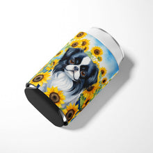 Load image into Gallery viewer, Japanese Chin in Sunflowers Can or Bottle Hugger