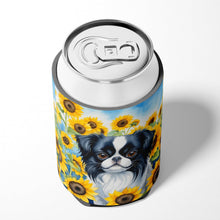 Load image into Gallery viewer, Japanese Chin in Sunflowers Can or Bottle Hugger