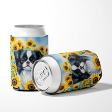 Load image into Gallery viewer, Japanese Chin in Sunflowers Can or Bottle Hugger