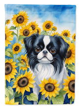 Load image into Gallery viewer, Japanese Chin in Sunflowers House Flag