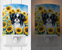 Load image into Gallery viewer, Japanese Chin in Sunflowers Ceramic Night Light