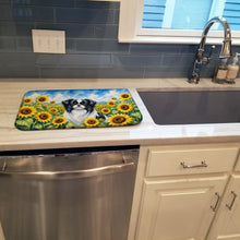 Load image into Gallery viewer, Japanese Chin in Sunflowers Dish Drying Mat Absorbent Dish Drying Mat Pad for Kitchen Counter Dish Drainer Mat for Countertop, 14 x 21", Multicolor