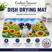 Load image into Gallery viewer, Japanese Chin in Sunflowers Dish Drying Mat Absorbent Dish Drying Mat Pad for Kitchen Counter Dish Drainer Mat for Countertop, 14 x 21", Multicolor