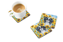 Load image into Gallery viewer, Japanese Chin in Sunflowers Coasters - Set of 4 Lightweight Foam, Absorbent Drink Coasters