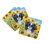 Load image into Gallery viewer, Japanese Chin in Sunflowers Coasters - Set of 4 Lightweight Foam, Absorbent Drink Coasters