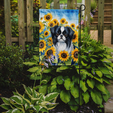 Load image into Gallery viewer, Japanese Chin in Sunflowers Garden Flag – Bright Dog-Themed Yard Decor