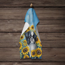 Load image into Gallery viewer, Japanese Chin in Sunflowers Kitchen Towel