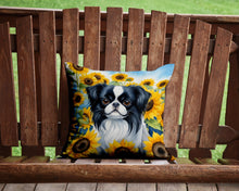 Load image into Gallery viewer, Japanese Chin in Sunflowers Throw Pillow - 14x14 Decorative Pillow – Art for Your Home &amp; Patio