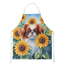 Load image into Gallery viewer, Japanese Chin in Sunflowers Apron – Artist-Designed Kitchen, BBQ &amp; Craft Apron