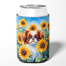 Load image into Gallery viewer, Japanese Chin in Sunflowers Can or Bottle Hugger