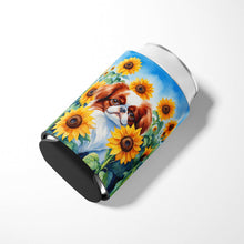 Load image into Gallery viewer, Japanese Chin in Sunflowers Can or Bottle Hugger
