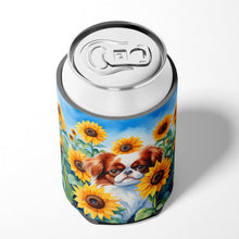 Load image into Gallery viewer, Japanese Chin in Sunflowers Can or Bottle Hugger