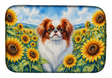 Load image into Gallery viewer, Japanese Chin in Sunflowers Dish Drying Mat Absorbent Dish Drying Mat Pad for Kitchen Counter Dish Drainer Mat for Countertop, 14 x 21", Multicolor