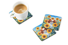 Load image into Gallery viewer, Japanese Chin in Sunflowers Coasters - Set of 4 Lightweight Foam, Absorbent Drink Coasters