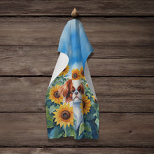 Load image into Gallery viewer, Japanese Chin in Sunflowers Kitchen Towel