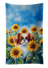 Load image into Gallery viewer, Japanese Chin in Sunflowers Kitchen Towel