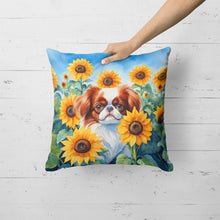 Load image into Gallery viewer, Japanese Chin in Sunflowers Throw Pillow