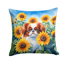 Load image into Gallery viewer, Japanese Chin in Sunflowers Throw Pillow