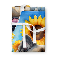 Load image into Gallery viewer, Keeshond in Sunflowers Apron – Artist-Designed Kitchen, BBQ &amp; Craft Apron