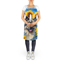 Load image into Gallery viewer, Keeshond in Sunflowers Apron – Artist-Designed Kitchen, BBQ &amp; Craft Apron