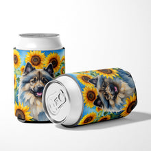 Load image into Gallery viewer, Keeshond in Sunflowers Can or Bottle Hugger
