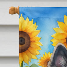 Load image into Gallery viewer, Keeshond in Sunflowers House Flag