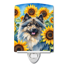 Load image into Gallery viewer, Keeshond in Sunflowers Ceramic Night Light