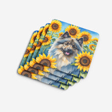 Load image into Gallery viewer, Keeshond in Sunflowers Coasters - Set of 4 Lightweight Foam, Absorbent Drink Coasters
