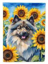 Load image into Gallery viewer, Keeshond in Sunflowers Garden Flag – Bright Dog-Themed Yard Decor
