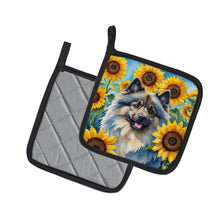 Load image into Gallery viewer, Keeshond in Sunflowers Pot Holders - Set of 2 Decorative Kitchen Helpers | Made in the USA