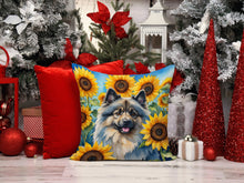 Load image into Gallery viewer, Keeshond in Sunflowers Throw Pillow - 14x14 Decorative Pillow – Art for Your Home &amp; Patio