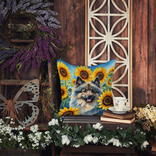 Load image into Gallery viewer, Keeshond in Sunflowers Throw Pillow