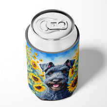 Load image into Gallery viewer, Kerry Blue Terrier in Sunflowers Can or Bottle Hugger