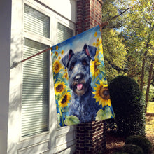 Load image into Gallery viewer, Kerry Blue Terrier in Sunflowers House Flag
