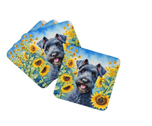 Load image into Gallery viewer, Kerry Blue Terrier in Sunflowers Coasters - Set of 4 Lightweight Foam, Absorbent Drink Coasters