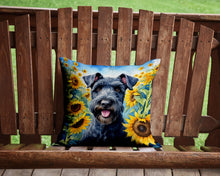 Load image into Gallery viewer, Kerry Blue Terrier in Sunflowers Throw Pillow - 14x14 Decorative Pillow – Art for Your Home &amp; Patio