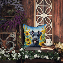 Load image into Gallery viewer, Kerry Blue Terrier in Sunflowers Throw Pillow - 14x14 Decorative Pillow – Art for Your Home &amp; Patio