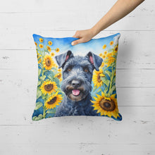 Load image into Gallery viewer, Kerry Blue Terrier in Sunflowers Throw Pillow