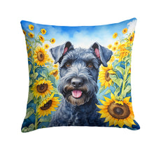 Load image into Gallery viewer, Kerry Blue Terrier in Sunflowers Throw Pillow